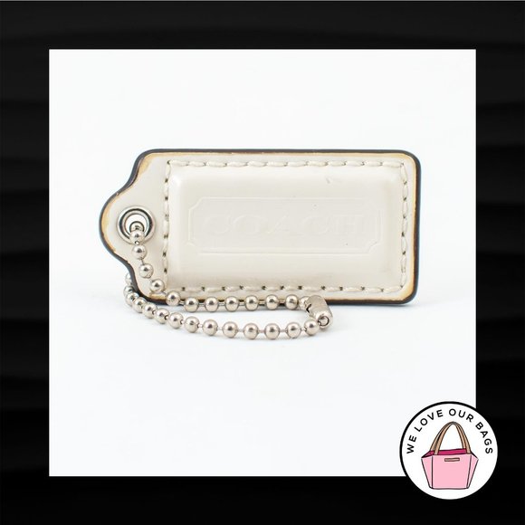 Coach Accessories - 2" Medium COACH WHITE PATENT LEATHER KEY FOB BAG CHARM KEYCHAIN HANGTAG TAG